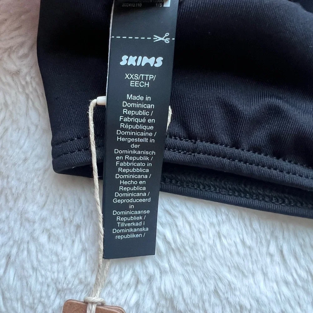SKIMS Classic Swim Square Neck Scoop Top Obsidian Black XXS BT-SCP-9610W NWT